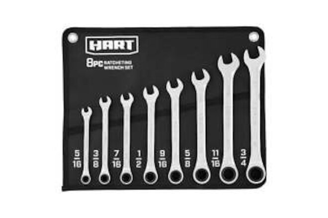 8-Piece SAE Ratcheting Wrench Set with Tool Pouch, Chrome Vanadium