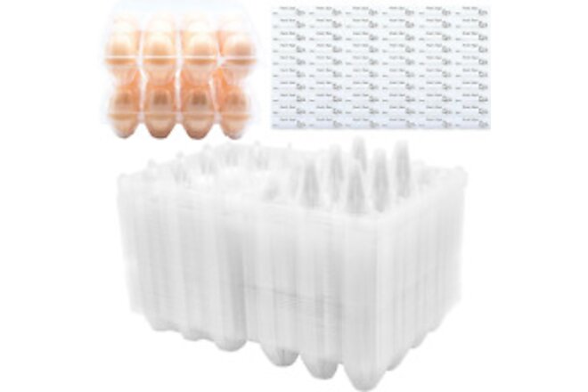 Egg Cartons 60 Packs Clear Plastic Blank Egg Cartons with Free Labels Holds U