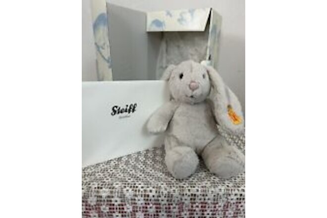 New With Tags Steiff Hoppie Bunny Plush 8” With Box And Sealed Certificate