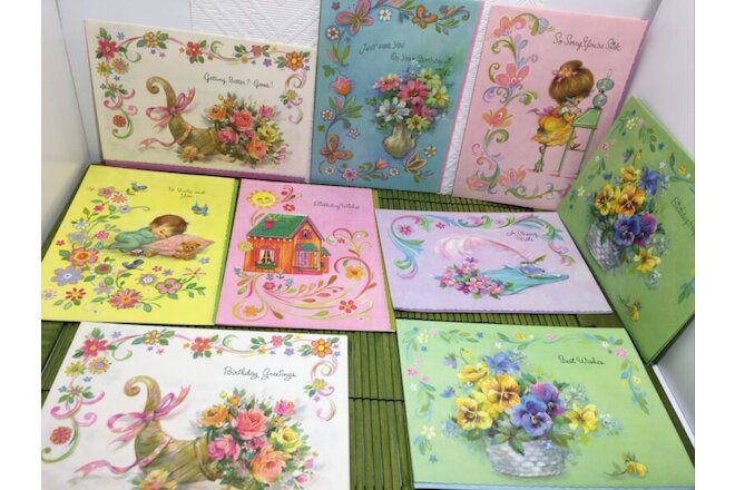 Vintage Coronation Greeting Cards Parchment Unused Lot of 9 Glitter Variety
