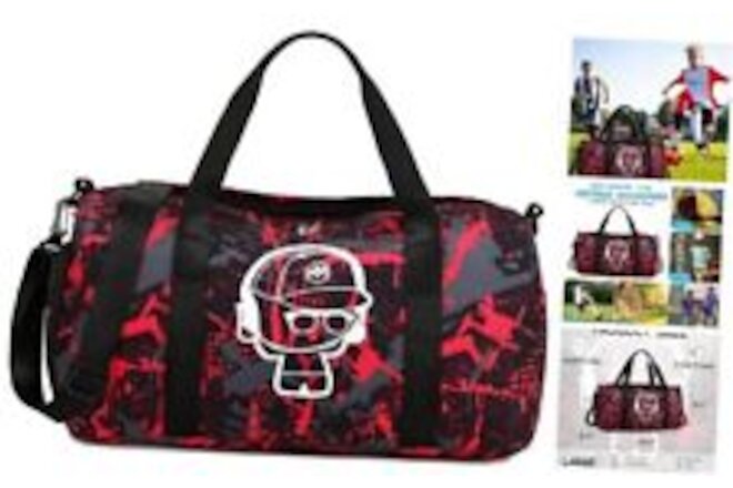 Kids Duffle Bag Boys Overnighter Travel Sport Gym Bag Weekender Graffiti Red