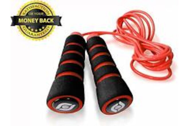 10ft Adjustable Red Jump Rope Ball Bearing Gym Exercise Fitness Soft Handle 10'