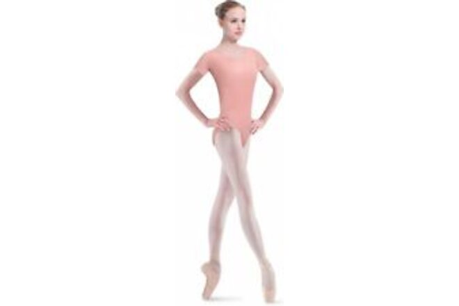 WYHDY Women Ballet Leotard for Dance Sparkly Medium, Pinkish-short Sleeve