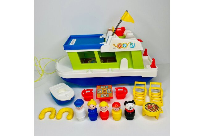 Vintage Fisher-Price Little People Play Family Houseboat #985 - Complete; Nice!
