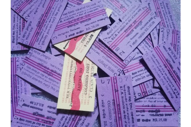 Used Sri Lanka Different 250 Railway Train Tickets For Collectors Old Edmonson