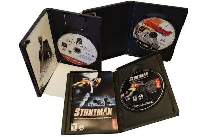Lot of 3 PS2 Video Games Hitman 2 Stuntman and Burnout 3 Takedown