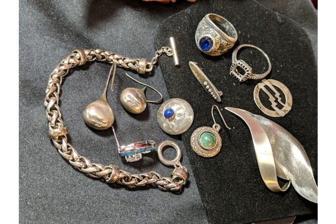 Vtg Jewelry Scrap Or Not Silver Reed Sterling 63+ Gram Lapis Opal RL Spiga Beau