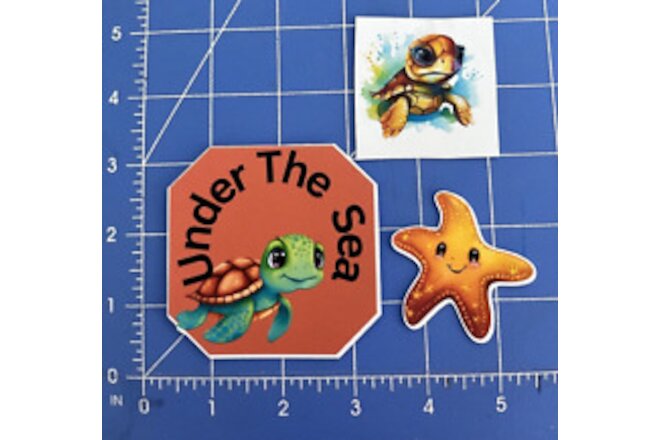 3 Pc Under The Sea Die Cuts And Sticker Paper Supplies Card Making Junk Journal