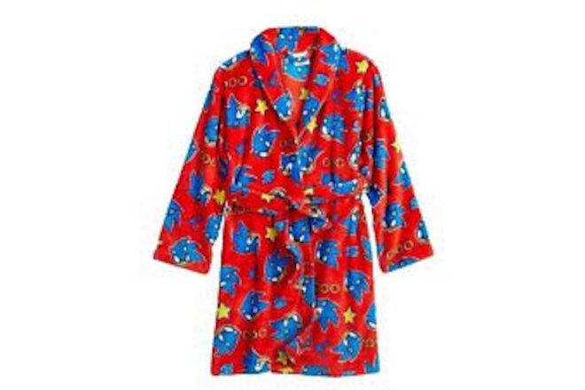 Sonic the Hedgehog Robe Pajamas Cover Up Boys Sz 4 6 8 SEGA Video Game Bathrobe