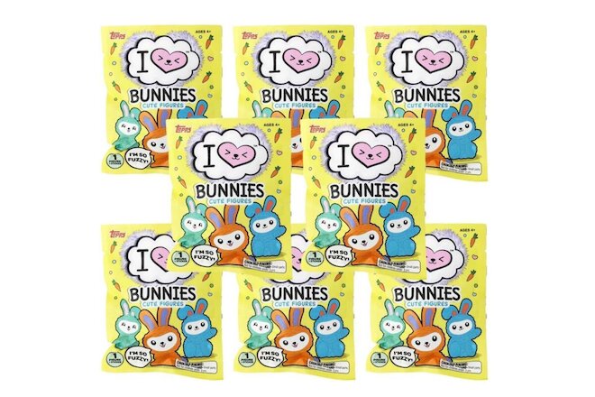 I Heart Bunnies Cute Fuzzy Figures - Lot of 8 Sealed Blind Bags by Topps
