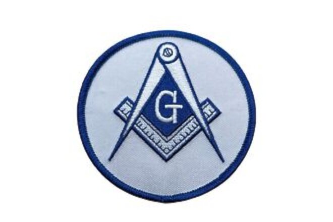 Mason Masonic White Blue 3 inch Square and Compass Patch AK989 F4D22A