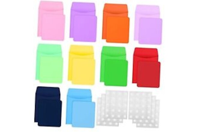 100 Pieces Library Cards Envelopes Small Pockets Envelope with Elegant Colors