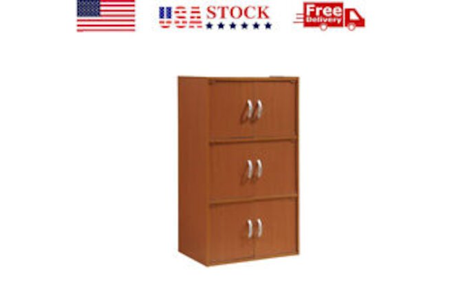 6-Door Cabinet Enclosed Storage Organization Shelving Bookcase W/ Doors Cupboard