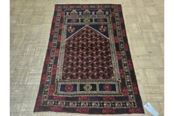 3x5 AUTHENTIC VINTAGE AFGHAN BALOUCH PRAYER RUG - 100% WOOL HAND MADE ORIENTAL