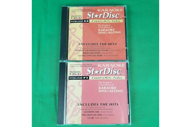 Pre-Owned Lot of 2 StarDisc Karaoke Country Classics CD+G Volume 62 & 71