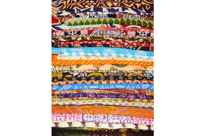 Wholesale Recycled Used Pure Cotton Sari Craft Fabric Bulk 15 sarees Dressmaking