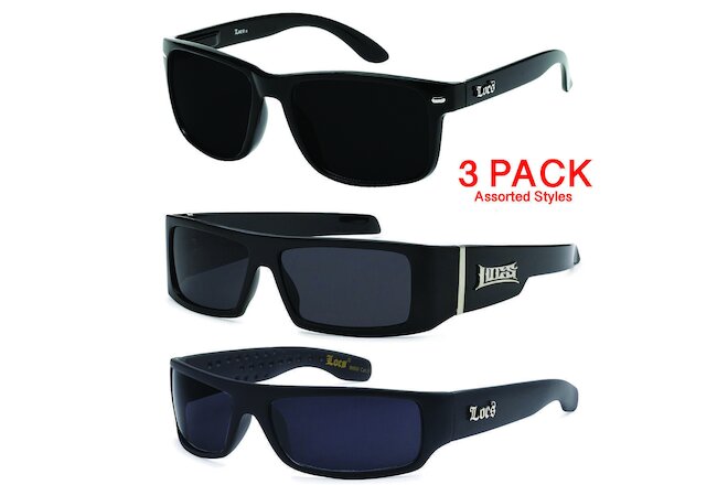 3 Pair MEN Dark Lens GANGSTER BLACK OG Sunglasses LOCS BIKER GLASSES Shades