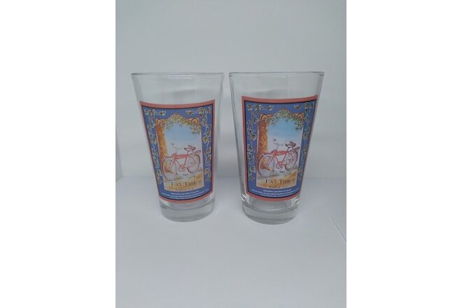 2X Fat Tire Amber Ale Pint Beer Glass Ft. Collins, CO Brewery - VGUC