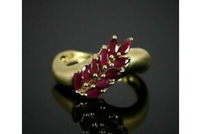 1.50CT Marquise Cut Lab Created Red Ruby Engagement Ring 925 Sterling Silver
