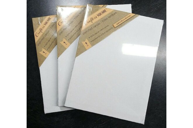 3pk 6"x8" White Cotton Stretched Art Canvases Canvas 1/2" Painting Acrylic Oil