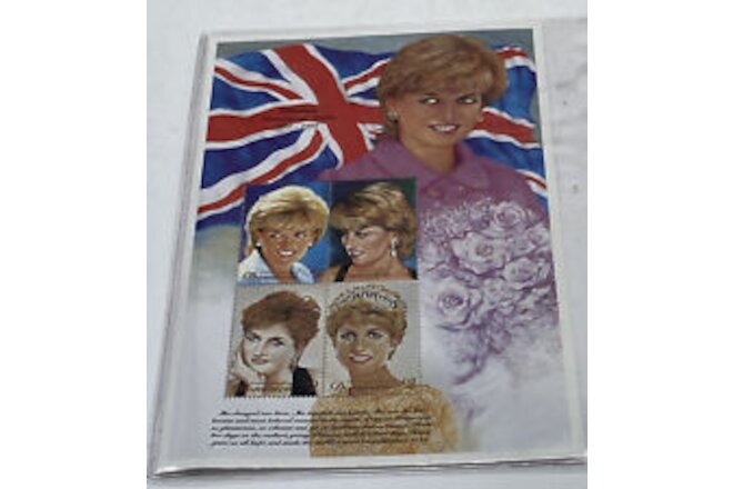 Princess Diana Royal Portraits Plate Block Of 4 Stamps Authenticity Certificate