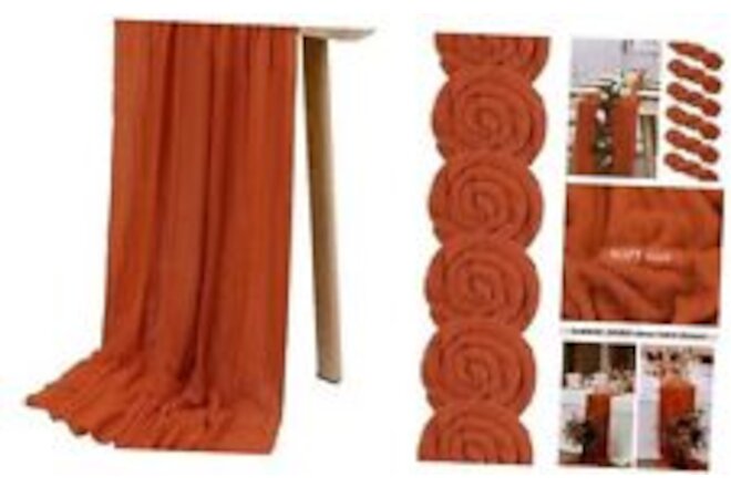 6 Pack Cheesecloth Table Runner 10Ft Semi-Sheer Table 31.5" x 10FT Terracotta