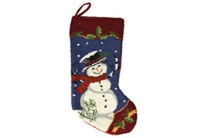 glitzhome Hooked Christmas Stocking, 19" L, Snowman
