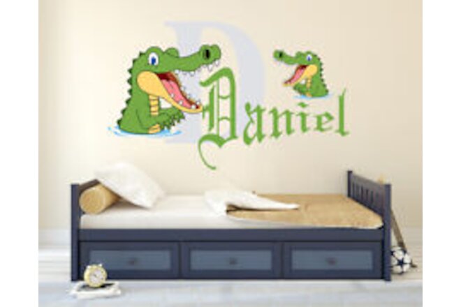Happy Alligators Custom Name Wall Decal Vinyl Sticker Wall Art Room Decor