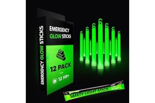 12 Ultra Bright Emergency Glow Sticks - Individually Wrapped Long Lasting Indus