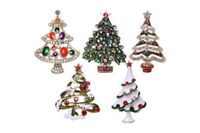 Glitter Christmas Brooch Shiny Tree Brooches Alloy Enamel Pins Jewellery Gifts