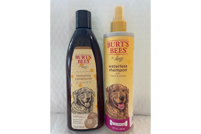 lot of 2 Burts Bees for Dogs Hydrating Conditioner & Waterless Shampoo
