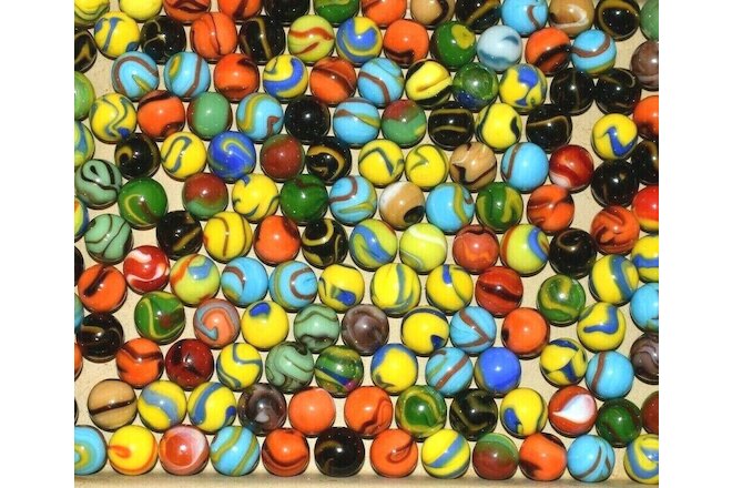 Lot of 24 Multi-Color Bright Mixed Swirl Marbles Size .625"=5/8" Mint