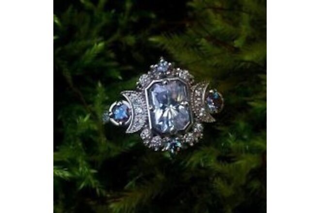 Emerald Cut Lab-Created Diamond Women's Engagement Ring 14K White Gold Finish