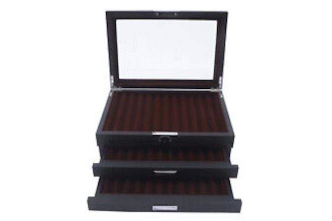 12/23/34 Slot Wood Fountain Pen Display Case Holder Storage Collector Box Velvet