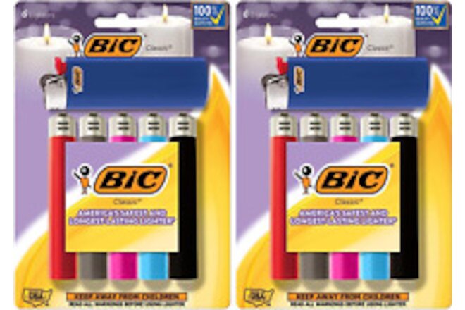 BIC Pocket Lighter, Classic Collection, Assorted Unique Lighter Colors, 12 Count