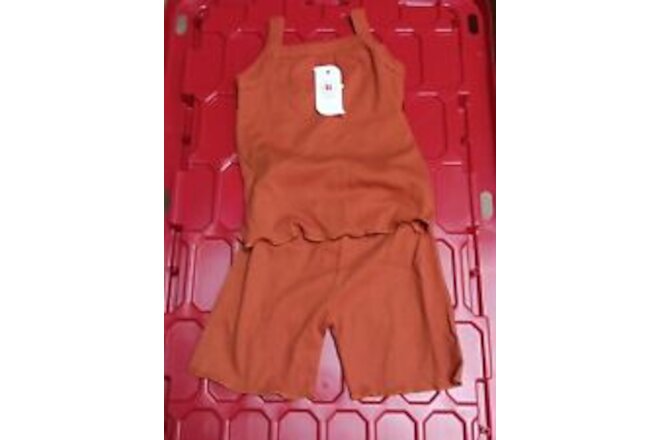 Baby Clothes Girls Summer Outifits  Shorts Tops 2 Piece Rust Brown 18m-24m iT!