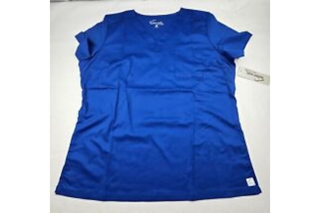 ButterSoft Stretch Scrub Top Royal Blue V-Neck Pit To Pit 23in NWT Size Large