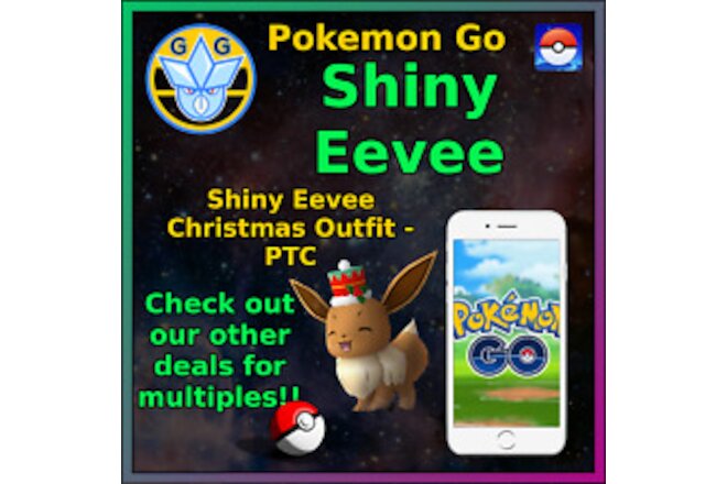 Shiny Eevee - Christmas Outfit - Pokémon GO - Pokemon Mini P T C - 50-100k!