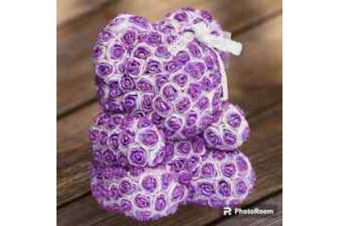 Handmade Rose Bear With Purple Glitter