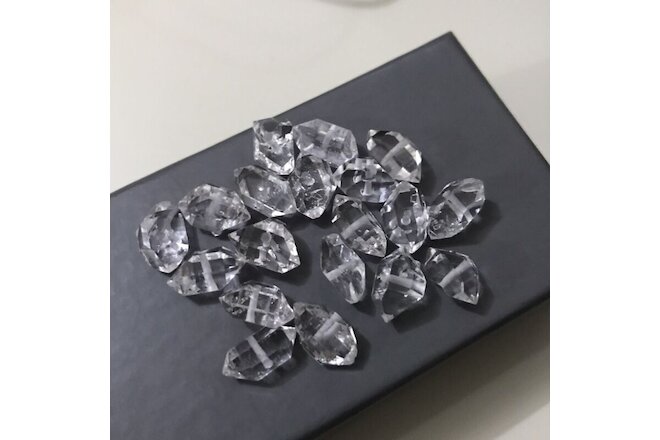 12 pcs Drilled Herkimer diamond crystals , 6 to 8 mm