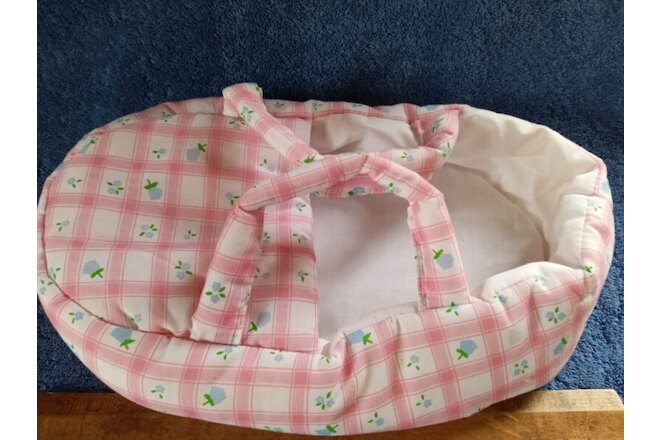 Lovee Doll & Toy Company 1990s Soft Sided Baby Doll Carrier Bed Cloth  EUC 11"