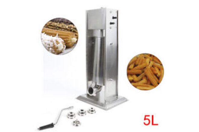 Stainless Steel Manual Churrera Churros Machine Waffle Maker 4 Nozzles Makers 5L