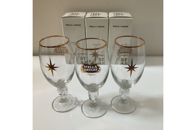 STELLA ARTOIS Beer 2016 Limited Edition Chalice Glasses 33mL New in Box Lot of 3