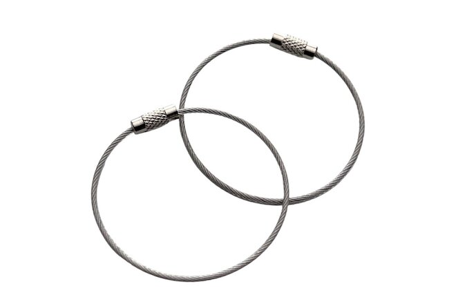 2 Pack - Wire Luggage Loops - Stainless Steel 6" Cable Rings for Bag Tags, Keys