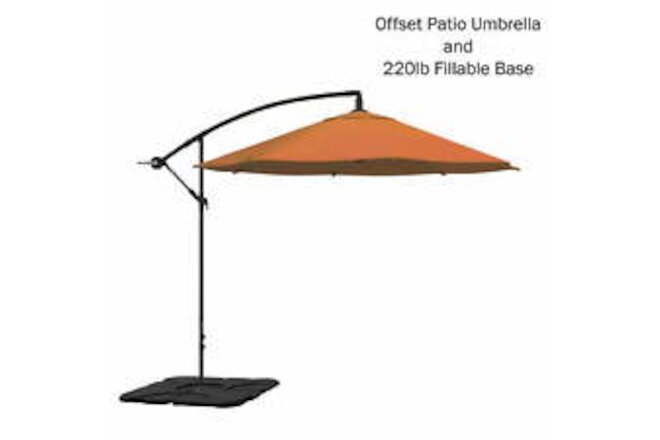 10-Foot Offset Patio Umbrella with Crank and Base (Orange) Cantilever Umbrellas