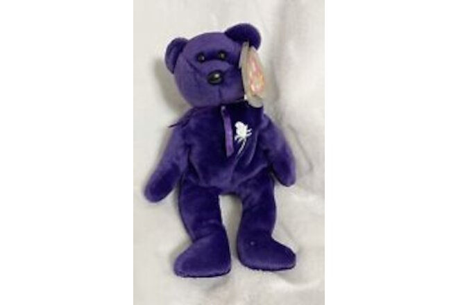 Ty Beanie Babies Retired First Edition Princess Diana Purple Bear Plush, 1997