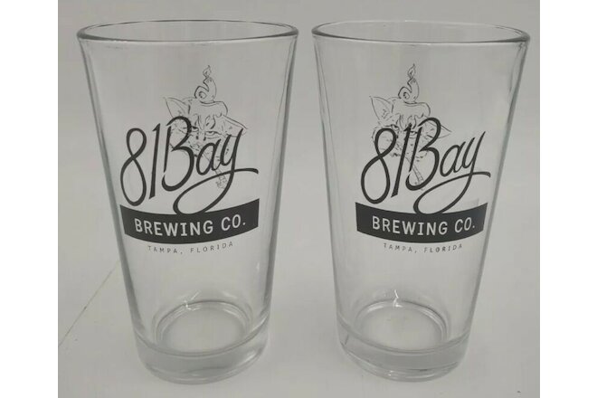 81Bay Brewing Co Tampa FL Pint Glass 5 7/8" H Set of 2