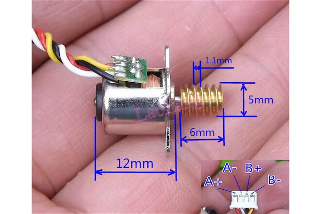 2PCS 2-Phase 4-Wire 10MM 18°Angle Stepping Stepper Motor with Copper Worm Gear