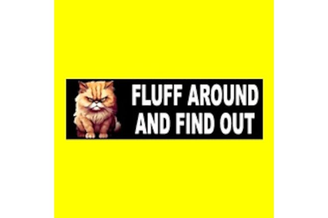 Funny "FLUFF AROUND AND FIND OUT" Anti tailgater STICKER angry cat kitten grumpy