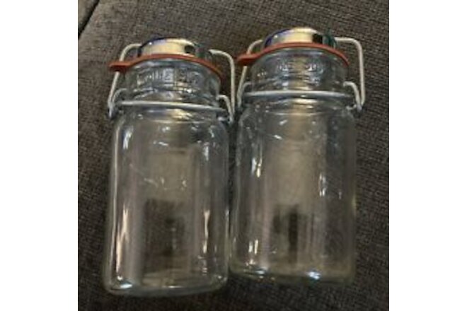 Vintage Clear Glass -Wire Top-Spice Shakers LOT OF 2 NICE!